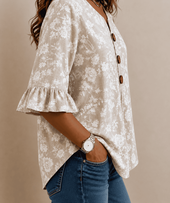 Dynika - Elegant Floral Print Blouse