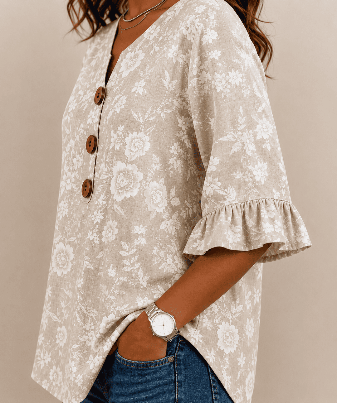 Dynika - Elegant Floral Print Blouse