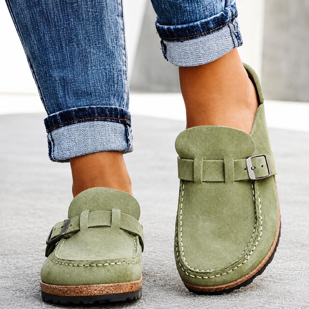 Ember – Suede Buckle Mule