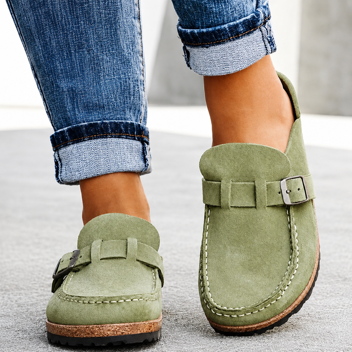 Ember – Suede Buckle Mule