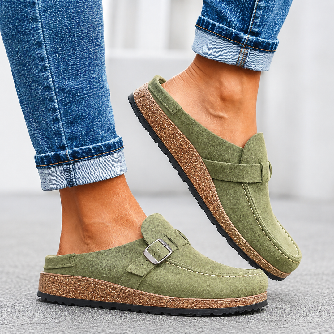 Ember – Suede Buckle Mule