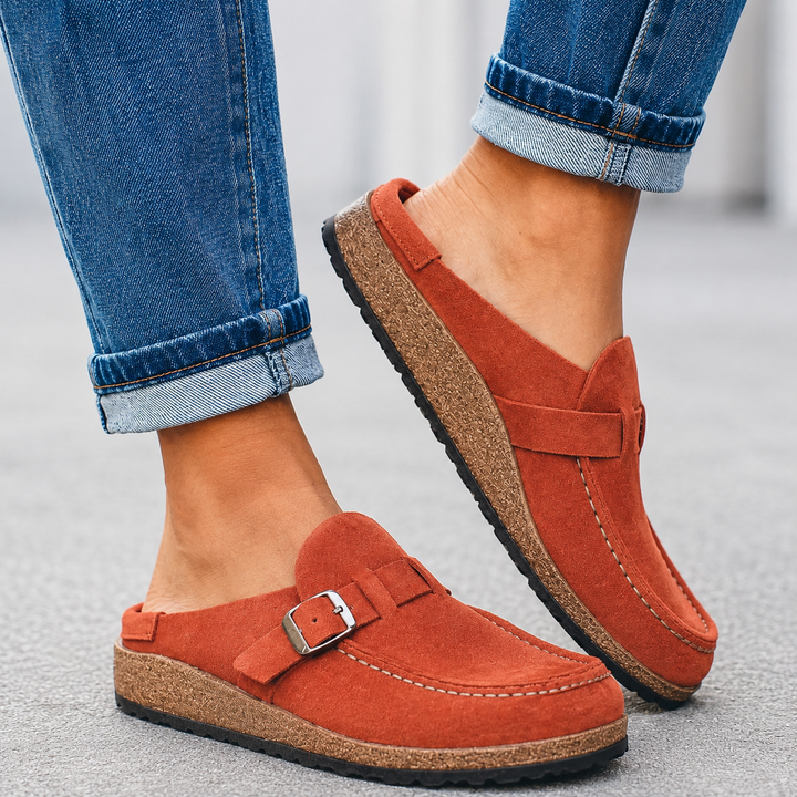Ember – Suede Buckle Mule