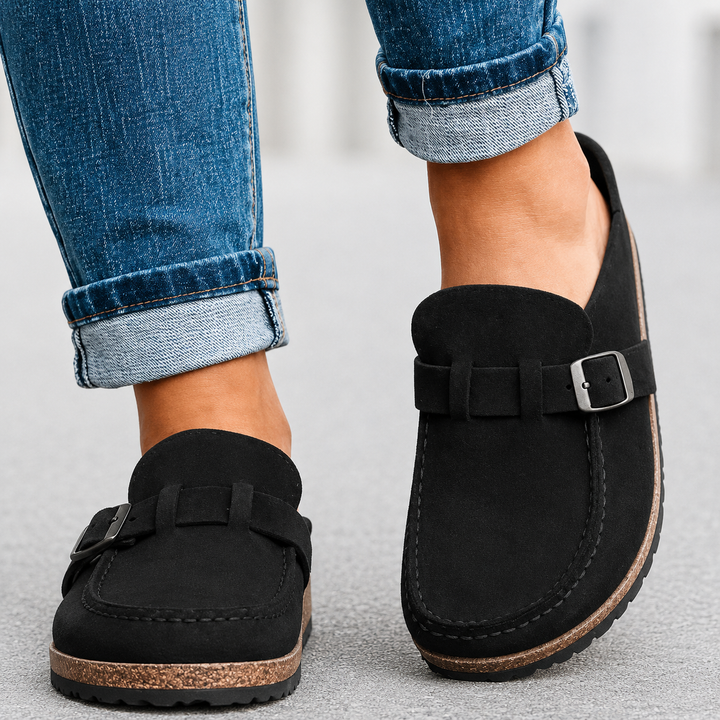 Ember – Suede Buckle Mule