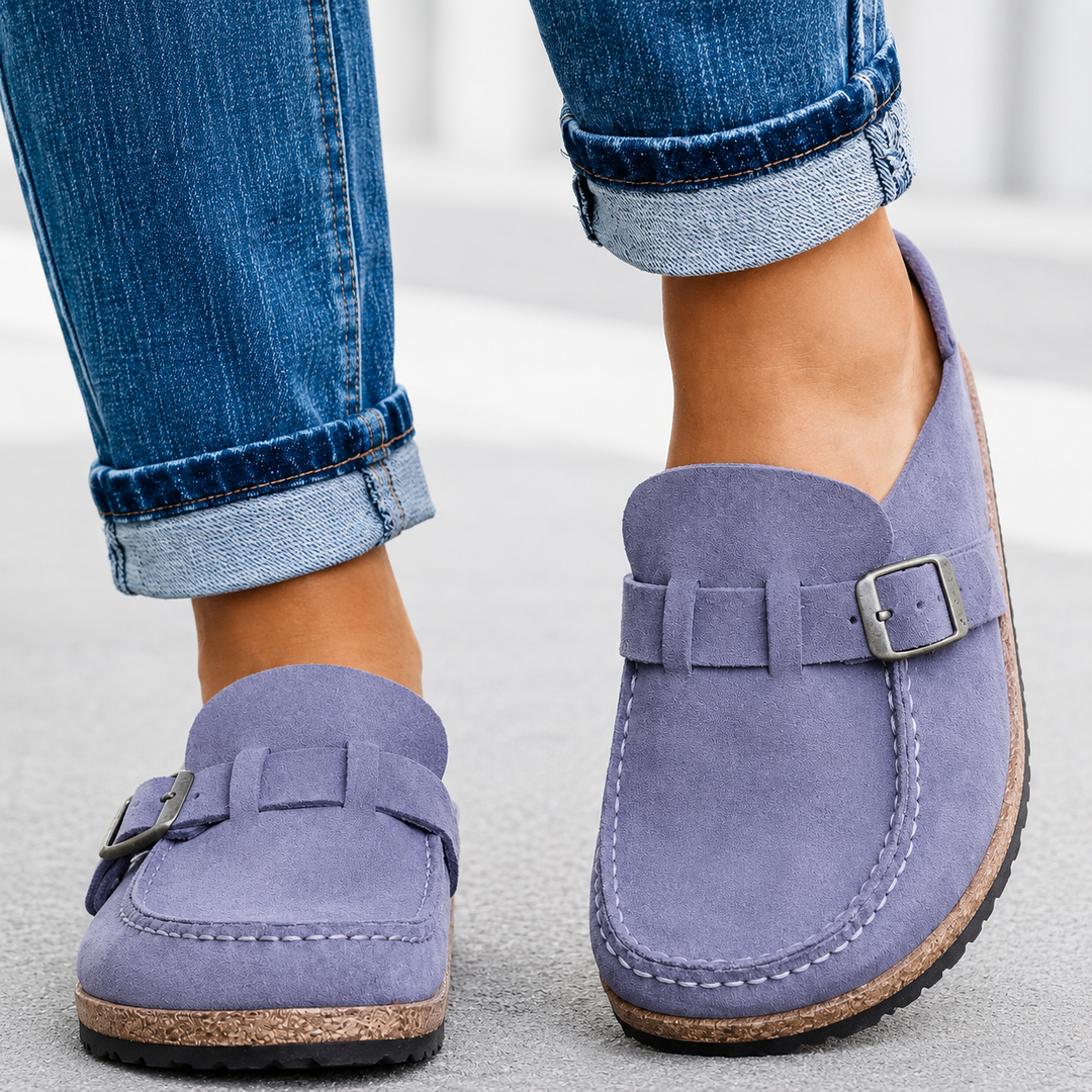 Ember – Suede Buckle Mule