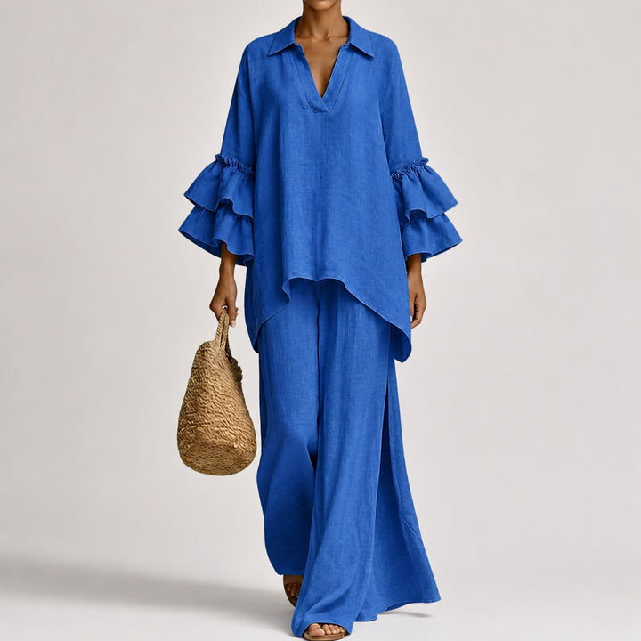 Haven – Elegant Linen Top And Loose Wide Leg Pant